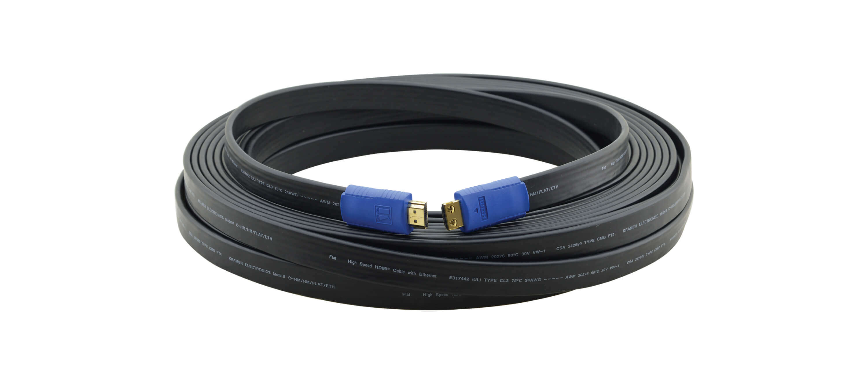 Kramer C-HM/HM/FLAT/ETH-6 Cable HDMI plano de alta velocidad con Ethernet de 1.80m